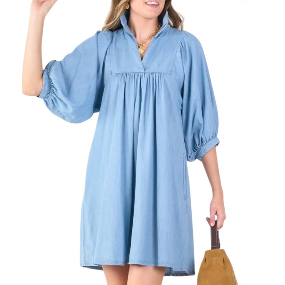 EMILY McCARTHY Super Soft Denim Chambray STELLA MINI DRESS Cotton/Tencel SIZE XS